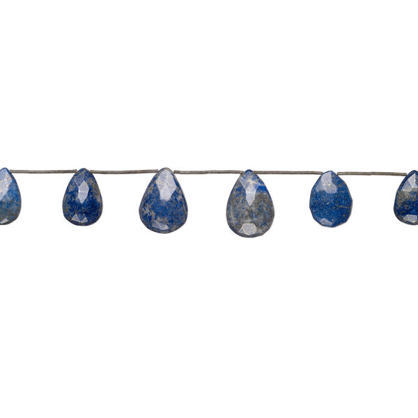 Lapis lazuli 1pkg6, hand-cut top-drilled faceted puffed teardrop bead natural, 23x16mm-29x21mm image number 1