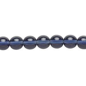 Bead, Czech glass druk, translucent Montana blue, 8mm round. Sold per 15-1/2" to 16" strand, approximately 50 beads.