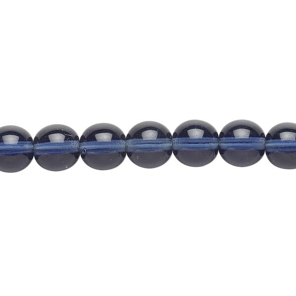 Bead, Czech glass druk, translucent Montana blue, 8mm round. Sold per 15-1/2" to 16" strand, approximately 50 beads. image number 0