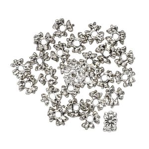 Bead, antiqued "pewter" (zinc-based alloy), 6x4mm flower rondelle. Sold per pkg of 24.