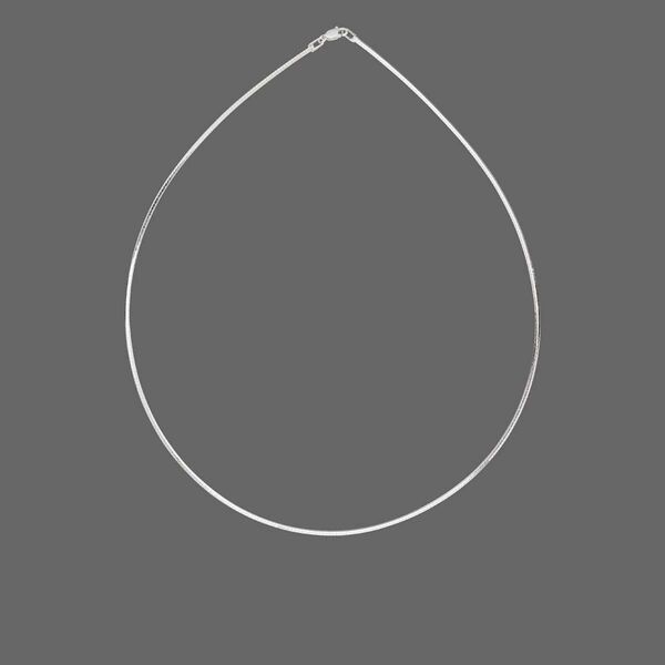 Chain, sterling silver, 1.8mm hexagon omega, 18 inches with lobster claw clasp. Sold individually. image number 0