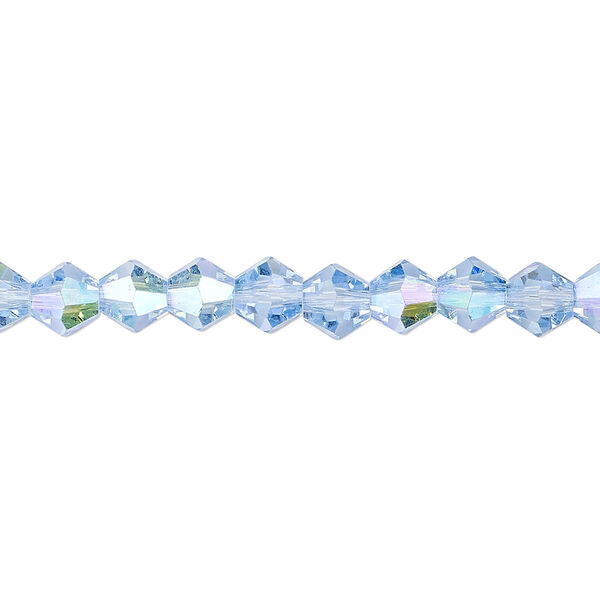 Bead 1pk transparent light blue AB, Celestial Crystal® 6mm bicone 15.5-16 inch image number 0