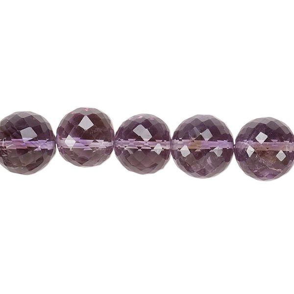Amethyst 1pkg1, hand-cut micro-faceted round bead natural 7 inch 8-10mm image number 0