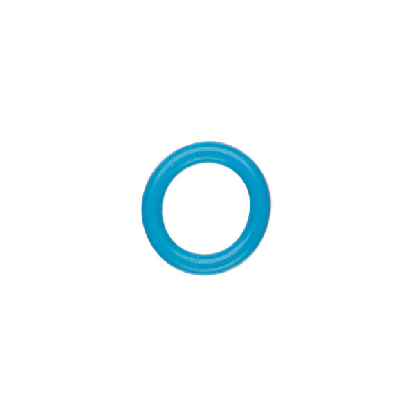 Component, Oh! Ring™, silicone, light blue, 15mm round with 10mm hole. Sold per pkg of 100. image number 0