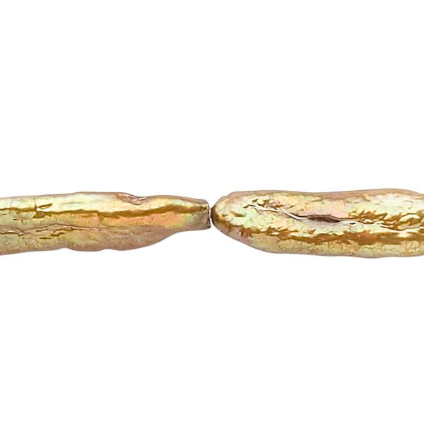 Pearl, cultured freshwater (dyed), gold and orange, 16x5mm-27x8mm long-drilled stick, D grade, Mohs hardness 2-1/2 to 4 Sold per 16-inch strand. image number 0