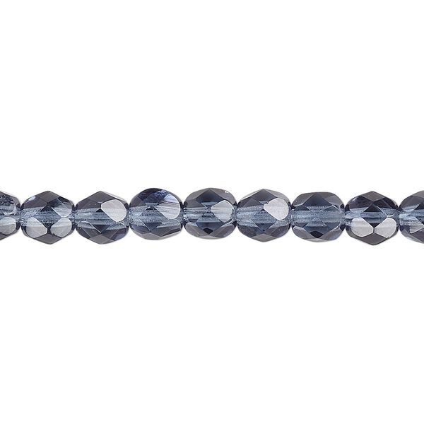 Bead, Czech fire-polished glass, translucent Montana blue, 6mm faceted round. Sold per 15-1/2" to 16" strand, approximately 65 beads. image number 0