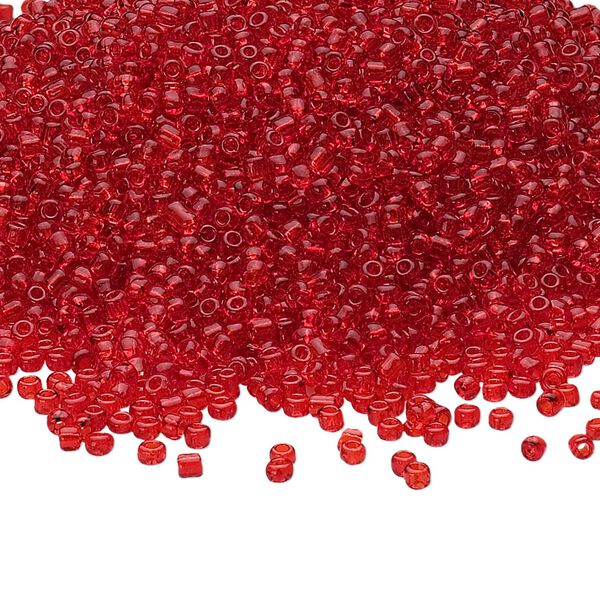 Seed bead, Ming Tree™, glass, pkg/1 pound, #11 round, transparent red. image number 0