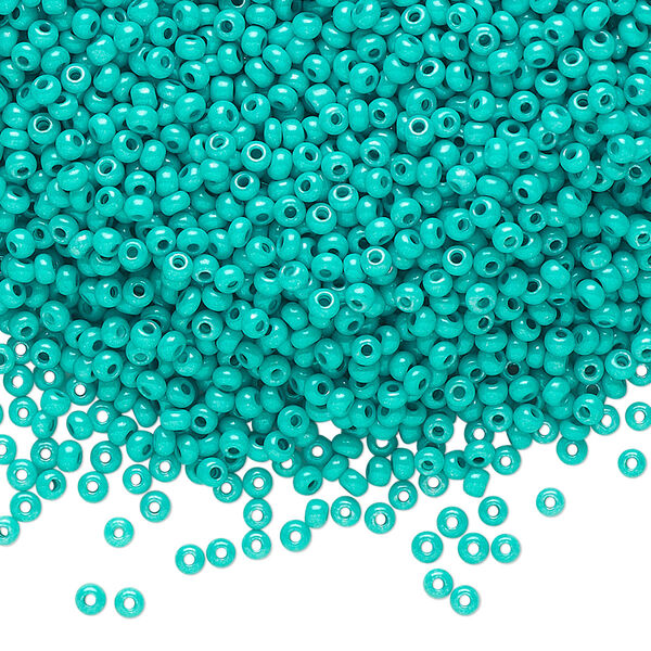 Seed bead, Preciosa Ornela Czech glass, pkg/50g, #11 rocaille, opaque terra intensive dyed sea green chalkwhite, (16A58). image number 0
