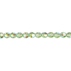 Bead 144pk peridot shimmer, Crystal Passions® 4mm round 5000