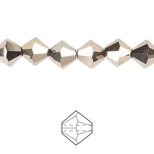 Bead 72pk opaque crystal aurum 2X, Celestial Crystal® 8mm bicone