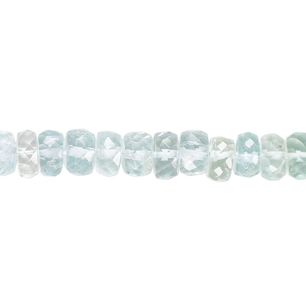 Aquamarine 1pkg1, faceted rondelle bead, 15.5 to 16 inch graduated 6x3mm-7.5x5mm image number 1