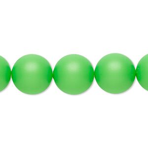 Pearl 10pk neon green, Crystal Passions® 12mm round 5810
