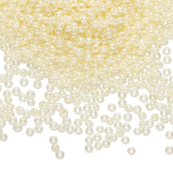 Seed bead, Preciosa Ornela Czech glass, pkg/500g, #11 rocaille, opaque luster light cream pearl, (47113). image number 0