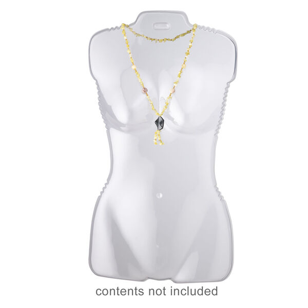 Display, acrylic, clear, 27 x 16 x 4-inch women's half torso with hanging tab. Sold per pkg of 3. image number 3
