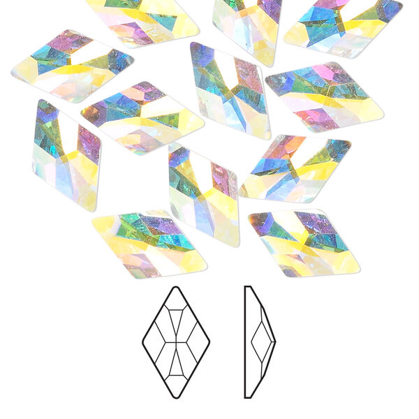 Flat back 12pk crystal AB foil back, Crystal Passions® 13x8mm rhombus 2709 image number 0