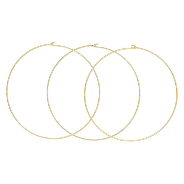 Neckwire, gold-finished steel, 1.5mm round wire with double-hook closure, 15-1/2 to 16 inches. Sold per pkg of 3. image number 0
