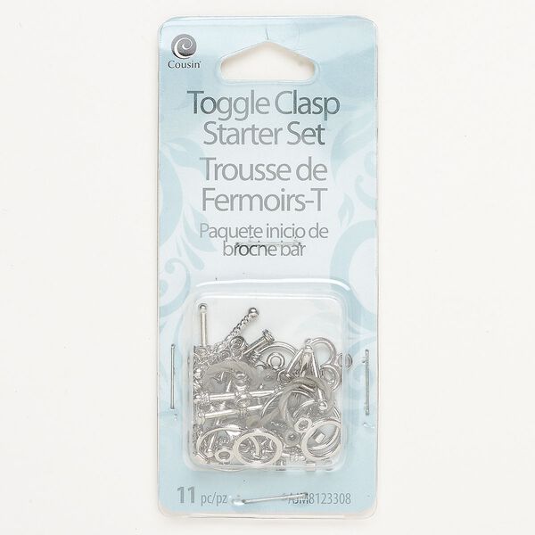 Clasp toggle mix 1pkg11 "pewter" (zinc alloy), antique silver-finished brass 1-strand image number 0