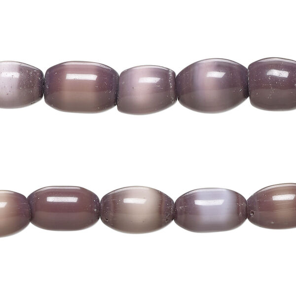 Bead, cat's eye glass (fiber optic glass), dark purple, 10x7mm-11x8mm barrel. Sold per pkg of (2) 15-inch strand, approximately 65 beads. image number 0