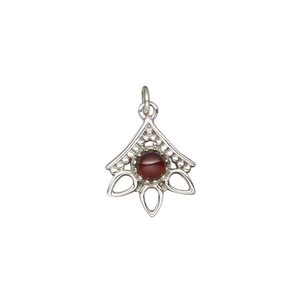 Garnet / sterling silver 1pkg1, antiqued open beaded drop natural 14x12.5mm image number 1