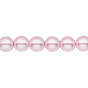 Bead, Czech pearl-coated glass druk, opaque light pink, 8mm round. Sold per 15-1/2" to 16" strand.
