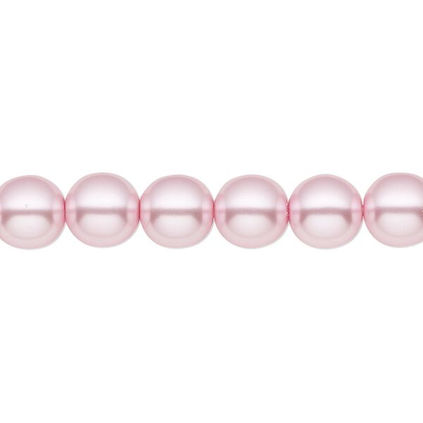 Bead, Czech pearl-coated glass druk, opaque light pink, 8mm round. Sold per 15-1/2" to 16" strand. image number 0