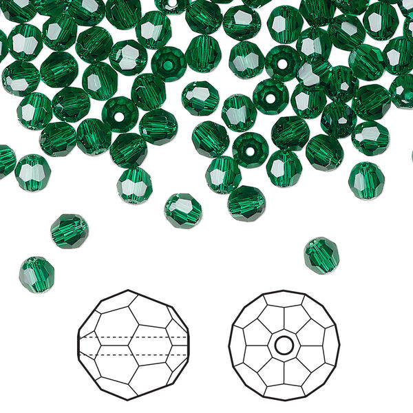 Bead 12pk majestic green, Crystal Passions® 4mm round 5000 image number 0