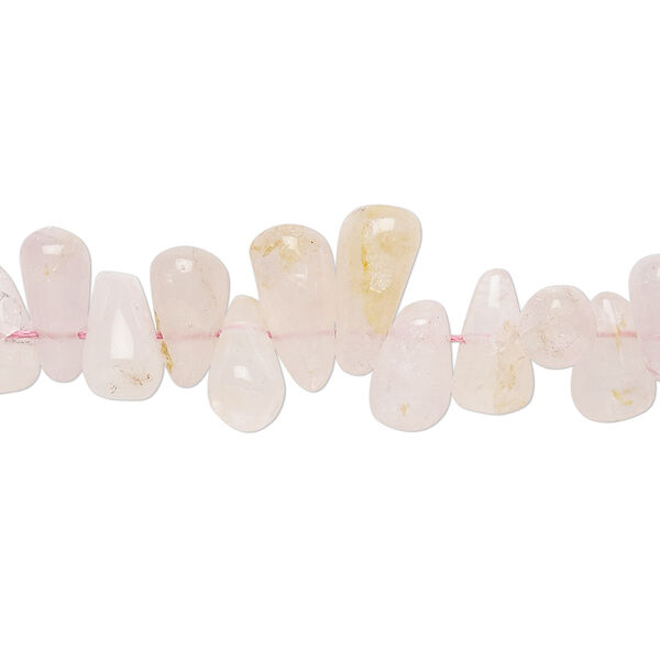 Bead, rose quartz (natural), 8x5mm-14x7mm hand-cut top-drilled teardrop, C grade, Mohs hardness 7. Sold per 13-inch strand. image number 0