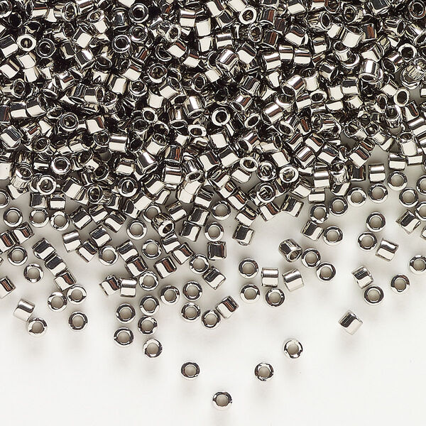 Seed bead, Delica®, glass, pkg/50g, #10 round, opaque nickel-plated (DBM-0021). image number 0