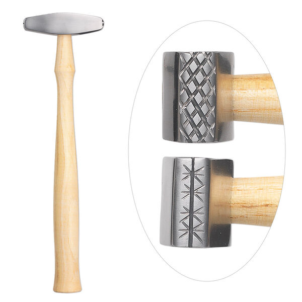 Hammer, steel and wood, 10-1/2 inches with 1-1/3 inch textured dual head. Sold individually. image number 0