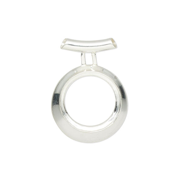 Pendant, Almost Instant Jewelry®, sterling silver, 25.5x18.5mm round with open back and 14mm rivoli setting with tube bail. Sold individually. image number 0