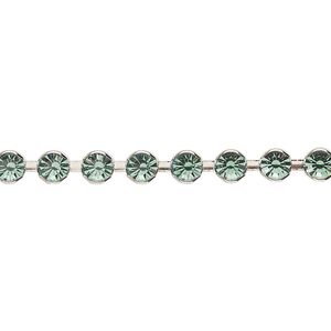 Cupchain, Vintage Crystal™, imitation rhodium-plated brass, erinite, 4.4mm round. Sold per 1-meter section.
