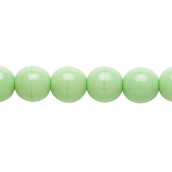 Bead, Czech glass druk, opaque green, 10mm round. Sold per 15-1/2" to 16" strand. image number 0