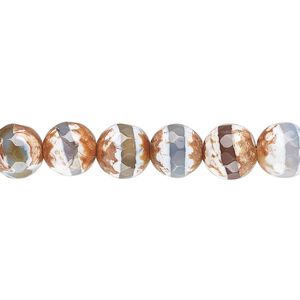 Blue brown agate 1pkg1, faceted round bead 15.5-16 inch 7.5-8mm