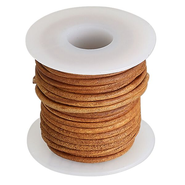 Cord, leather (dyed), burnt orange, 1.5mm round. Sold per 5-yard spool. image number 0