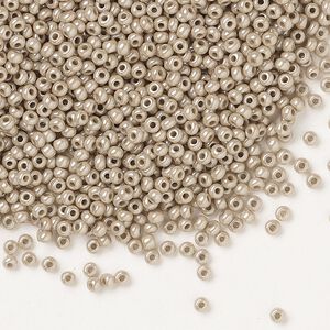Seed bead, Preciosa Ornela Czech glass, pkg/50g, #11 rocaille, opaque beige luster chalkwhite, (46088).