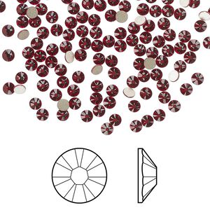 Flat back 144pk Siam foil back, Crystal Passions® 2.5-2.7mm rose round SS9 2058