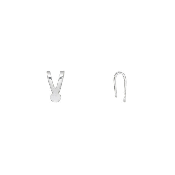 Bail, pendant, silver-finished brass, 8x4mm with 3mm flat pad. Sold per pkg of 100. image number 0