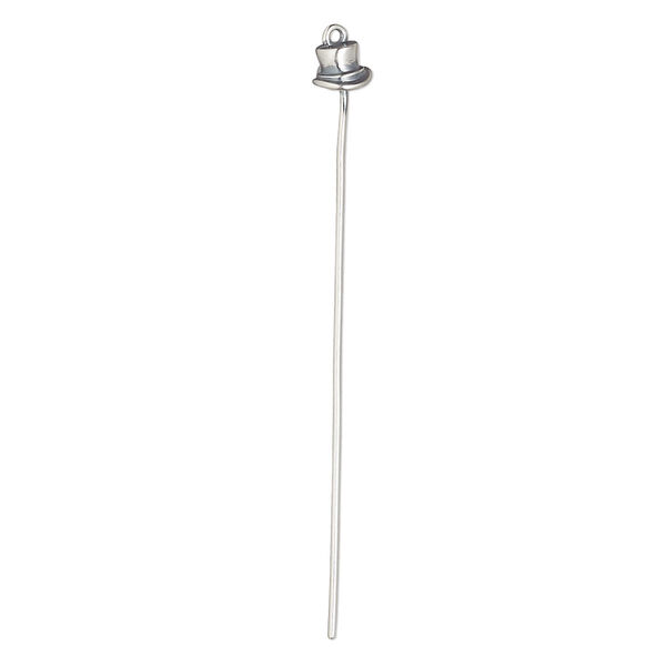 Head pin, antiqued sterling silver, 2 inches with 5.5x4mm hat, 21 gauge. Sold individually. image number 0