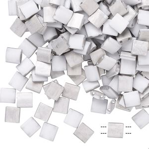 Seed bead, TILA®, glass, pkg/40g, 5mm full tila square, opaque Labrador matte white, (TL-4558).