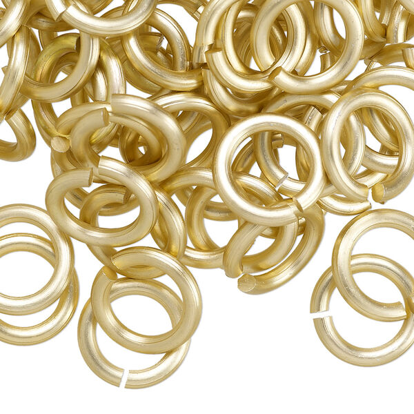 Jump ring, anodized aluminum, matte gold, 12mm round, 7.9mm inside diameter, 12 gauge. Sold per pkg of 100. image number 0