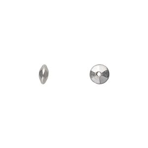 Bead, antique silver-plated "pewter" (zinc-based alloy), 6x3mm double-sided faceted smooth saucer. Sold per pkg of 100.