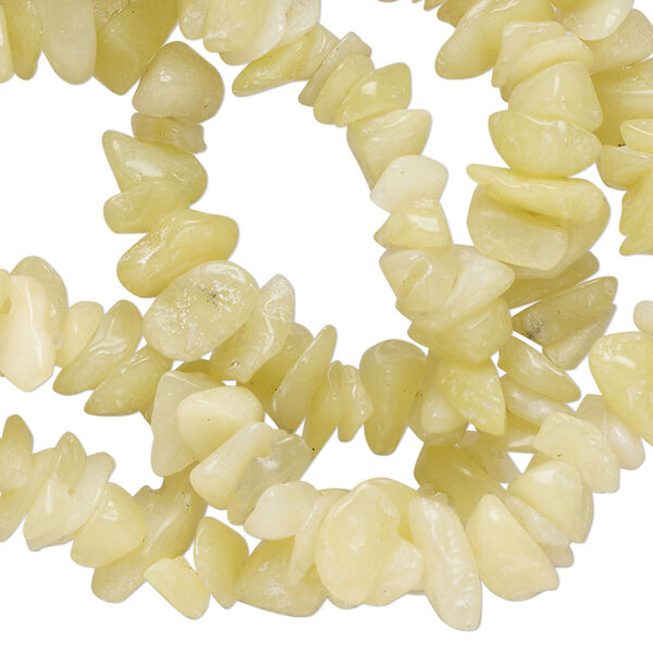 Bead, olive new "jade" (serpentine) (natural), light, medium chip, Mohs hardness 2-1/2 to 6. Sold per 34-inch strand. image number 0