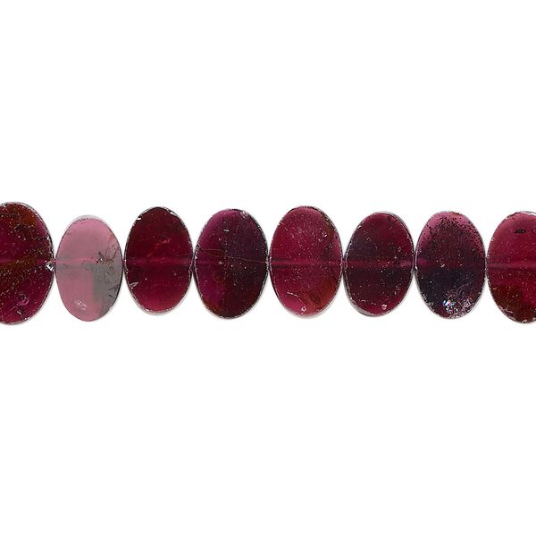 Rhodolite garnet 1pkg1, hand-cut flat oval bead 15.5-16 inch 7x5mm-10x7mm image number 0