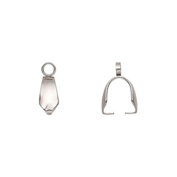 Bail, ice-pick, stainless steel, 9x5mm, 8mm grip length. Sold per pkg of 10. image number 0