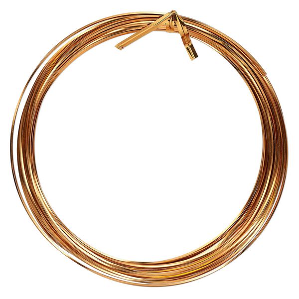Wire, anodized aluminum, pkg/45 feet, 1mm square, approximately 18 gauge, orange-copper. image number 0