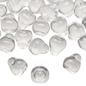 Bead, Czech pressed glass,  clear, 10x9mm top-drilled drop. Sold per 2-ounce pkg, approximately 50 beads.
