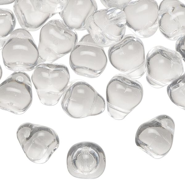 Bead, Czech pressed glass,  clear, 10x9mm top-drilled drop. Sold per 2-ounce pkg, approximately 50 beads. image number 0