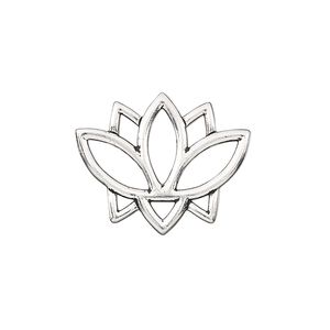 Link, TierraCast®, "Make a Statement" collection, antique silver-plated pewter, 23x19mm double-sided open lotus with renewal theme. Sold per pkg of 20.