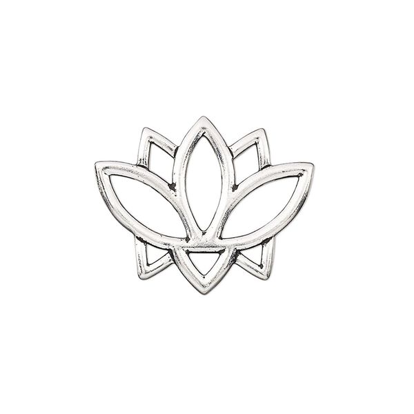 Link, TierraCast®, "Make a Statement" collection, antique silver-plated pewter, 23x19mm double-sided open lotus with renewal theme. Sold per pkg of 20. image number 0