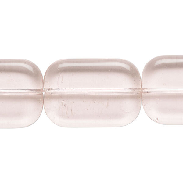 Bead, glass, transparent pink, 24x17mm flat rectangle. Sold per 14-inch strand, approximately 15 beads. image number 0